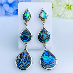 Brincos de prata 925 com abalone natural (B2195)