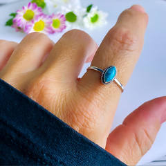 Anel de prata 925 com pedra natural turquesa (A2436) - loja online