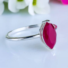 Anel de prata 925 com pedra natural rubi (A2871) - comprar online