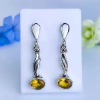 Brincos de prata 925 com pedra natural citrino