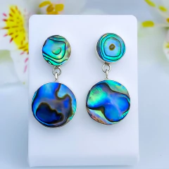 Brincos de prata 925 e abalone (B2424)