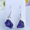 Brincos de prata 925 com pedra bruta natural ametista (B2211)