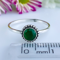 Anel de prata 925 com pedra natural ágata verde (A2441) - PRATAdaPEDRA