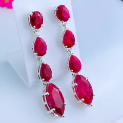 Brincos de prata 925 com pedra natural rubi (B2405) - comprar online
