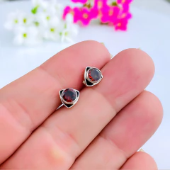 Brincos de prata 925 com pedra natural granada (B2394) - loja online