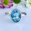 Anel de prata 925 com pedra natural topázio azul (A2461)
