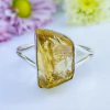 Anel de prata 925 com pedra bruta natural citrino (A2372)