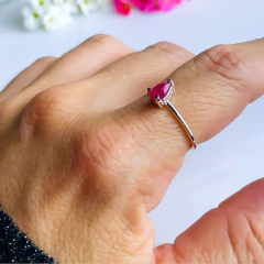 Anel de prata 925 com pedra natural rubi (A2863) - comprar online