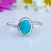 Anel de prata 925 com pedra natural turquesa (A2515) - comprar online