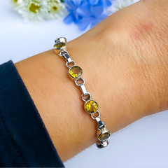 Pulseira de prata 925 com pedra natural citrino (PB425) - loja online