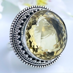 Anel de prata 925 com pedra natural citrino (A2422)