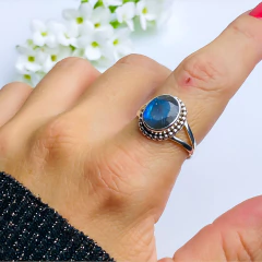 Anel de prata 925 com pedra natural labradorita (A2924) - comprar online