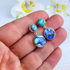 Brincos de prata 925 e abalone (B2424) - loja online