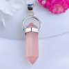Pingente prata 925 com cristal natural quartzo rosa (P351)