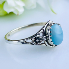 Anel de prata 925 com pedra natural larimar (A2405) - comprar online