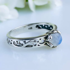 Anel de prata 925 com pedra da lua natural (A2896) - comprar online