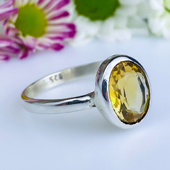 Anel de prata 925 com pedra natural citrino (A2463) - comprar online