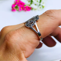 Anel ON de prata 925 com marcassitas (A2853) - comprar online