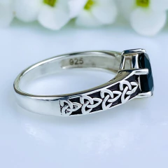 Anel de prata 925 com pedra natural ônix (A2927) na internet