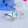 Anel de prata 925 com pedra natural topázio azul (A2535)
