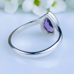 Anel de prata 925 com pedra natural ametista (A2914) - PRATAdaPEDRA