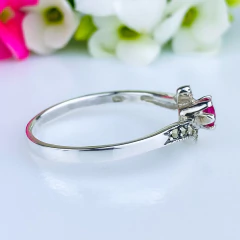 Anel de prata 925 com pedra natural ágata vermelha e marcassita (A2858) na internet