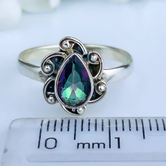 Imagem do Anel de prata 925 com pedra natural topázio místico (A2929)