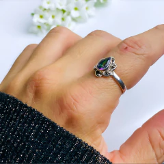 Anel de prata 925 com pedra natural topázio místico (A2929) - comprar online