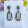 Brincos de prata 925 com madrepérola natural e marcassitas (B2217)