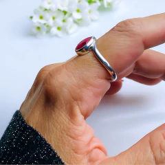 Anel de prata 925 com pedra natural rubi (A2916) na internet