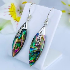 Brincos de prata 925 e abalone (B2422) - PRATAdaPEDRA