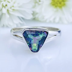 Anel de prata 925 com pedra natural topázio místico (A2591)
