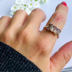 Anel de prata 925 com pedra natural quartzo fumê (A2934) - comprar online