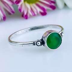 Anel de prata 925 com pedra natural ágata verde (A2429) - comprar online
