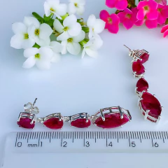 Imagem do Brincos de prata 925 com pedra natural rubi (B2405)
