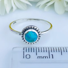 Anel de prata 925 com pedra natural turquesa (A2518) - loja online