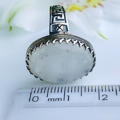 Anel de prata 925 com pedra da lua natural (A2419) - PRATAdaPEDRA