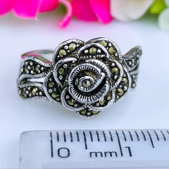 Anel rosa de prata 925 com marcassitas (A2853) - loja online