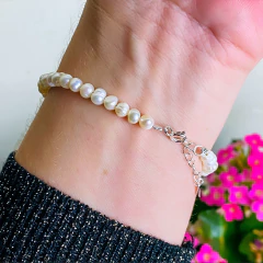 Pulseira de prata 925 com pérolas naturais (PB468)