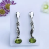 Brincos de prata 925 com pedra natural peridoto