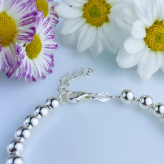Pulseira ajustável de prata 925 bolas (P1124) - PRATAdaPEDRA