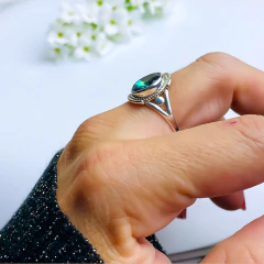 Anel de prata 925 com pedra natural topázio místico (A2907) - comprar online