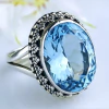 Anel de prata 925 com pedra natural topázio azul sky (A2423)