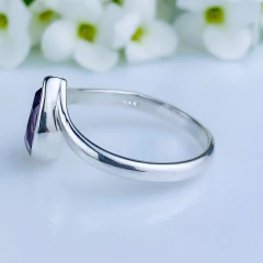 Anel de prata 925 com pedra natural ametista (A2914) - loja online