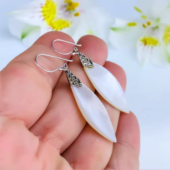 Brincos de prata 925 e madrepérola (B2417) - loja online