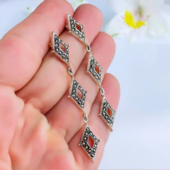 Brincos de prata 925 e marcassitas (B2435) - loja online