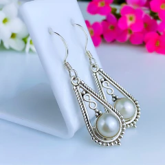 Brincos de prata 925 com pérola natural (B2407) - comprar online