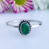 Anel de prata 925 com pedra natural ágata verde (A2428)