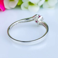 Anel de prata 925 com pedra natural ágata vermelha e marcassita (A2858) - PRATAdaPEDRA