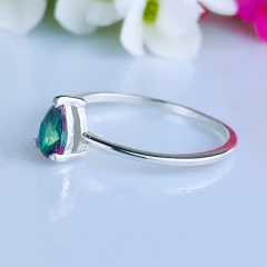 Anel de prata 925 com pedra natural topázio místico (A2864) - loja online